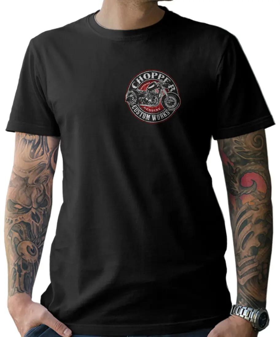 

Футболка байкерская старая школа Motorrad Chopper Custom Schrauber Wrench Motorcycles Mc Double Side New Fashion Men Hip Hop Print Shirt M чёрный