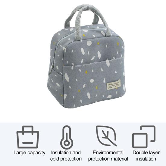 Insulated Lunch Bag Large Capacity Waterproof Foil Lining Rain Print Multi Pockets Leakproof Zipper Closure Portable Reusable