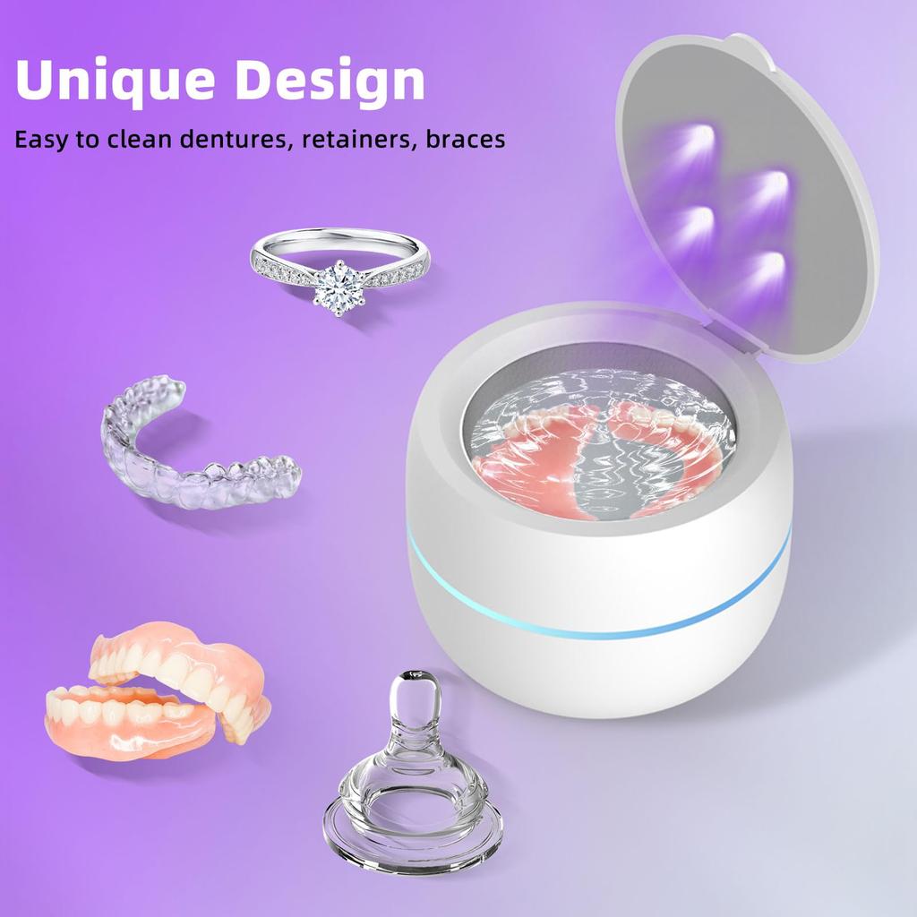 Ultrasone UV-reiniger met ventilator Mini Huishoudelijk Dental Pulserende Reinigingskit voor Sieraden Kunstgebit Tandheelkunde Doos Schoonheid Gezondheid