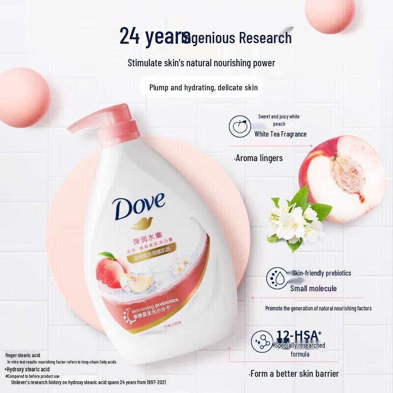 Dove White Peach Elastic Hydrating Shower Gel