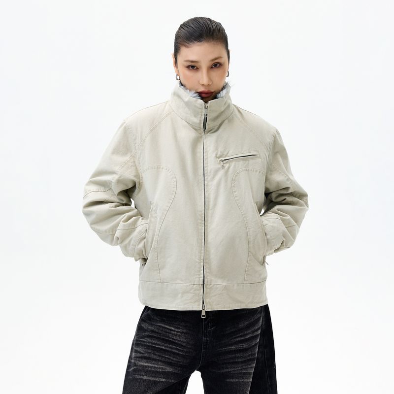 Kisko Winter American-Style Mountain Carving Washed Vintage Thickened Jacket for Men and Women, Cool and Deconstructed Warm Cotton Coat