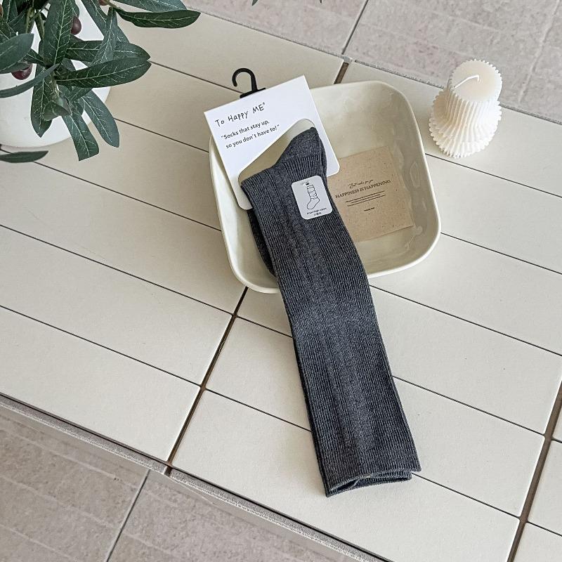 Double-needle Vertical Calf Socks for Girls, Pile Socks for Schoolgirl Style