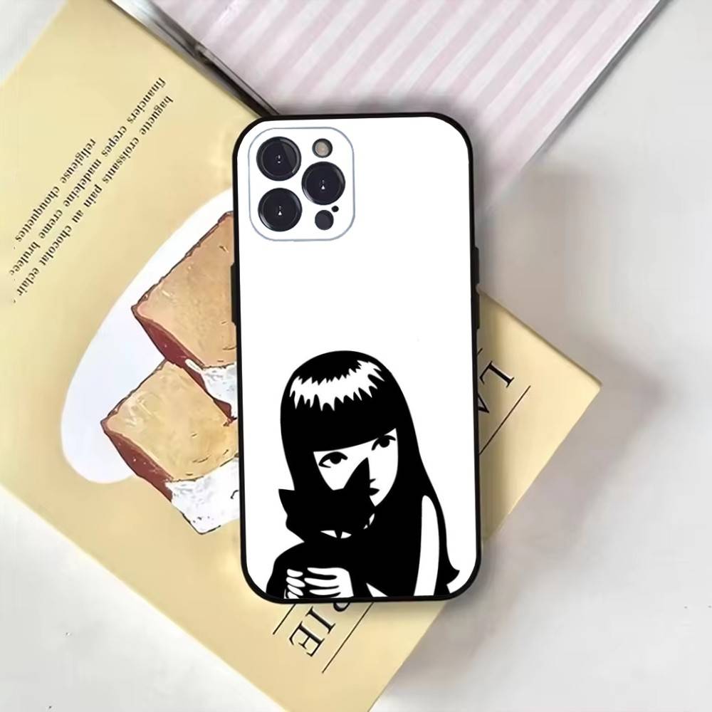 Comics E-Emily The Strange Phone Case For iPhone17,16,15,14,13,12,11 Plus,Pro Max,Soft Black Cover