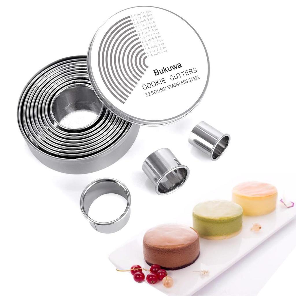 12 Piece Round Cookie Biscuit Cutter Set Pastry Cutters Stainless Steel Baking 12 Piece Round Cookie Biscuit Cutter Set Pastry Cutters Stainless Steel Baking