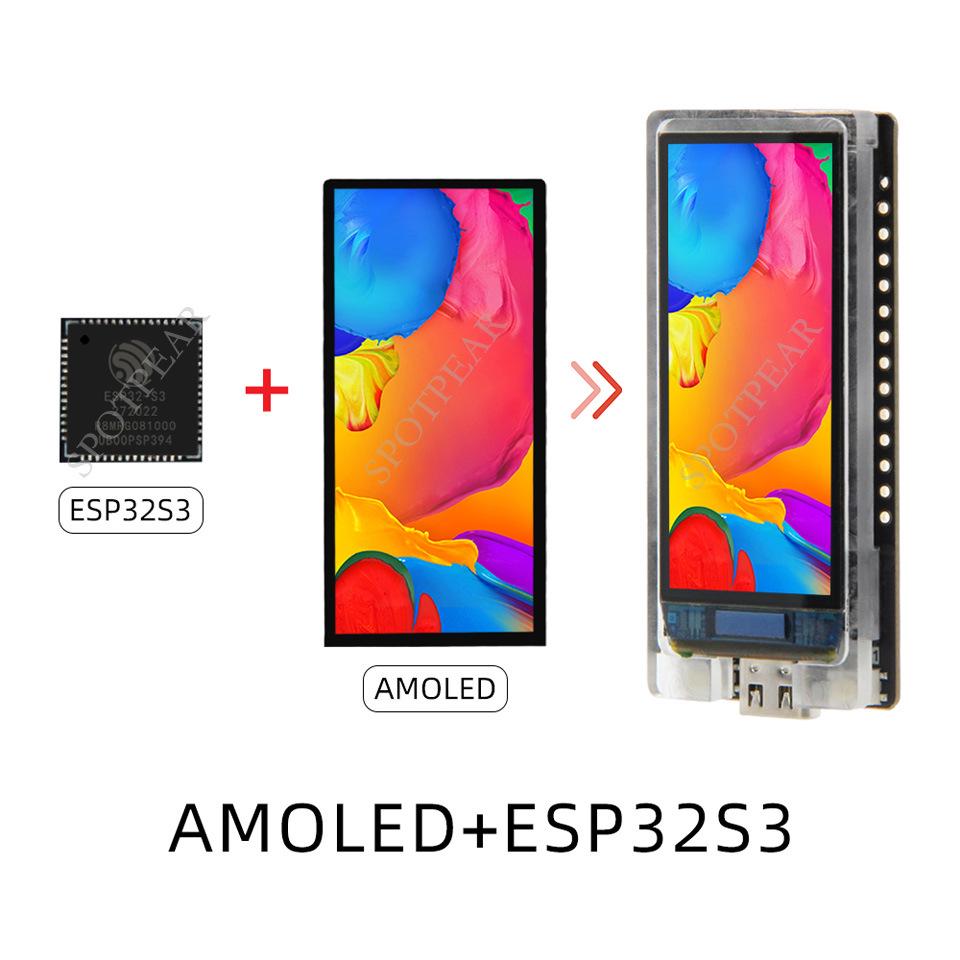 ESP32-S3 Dev Board with 1.91\" AMOLED Display, Bluetooth & Wi-Fi Module