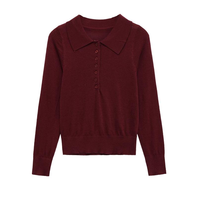 European and American style, new women's fashion, versatile, cross-border export long-sleeve polo collar knitwear