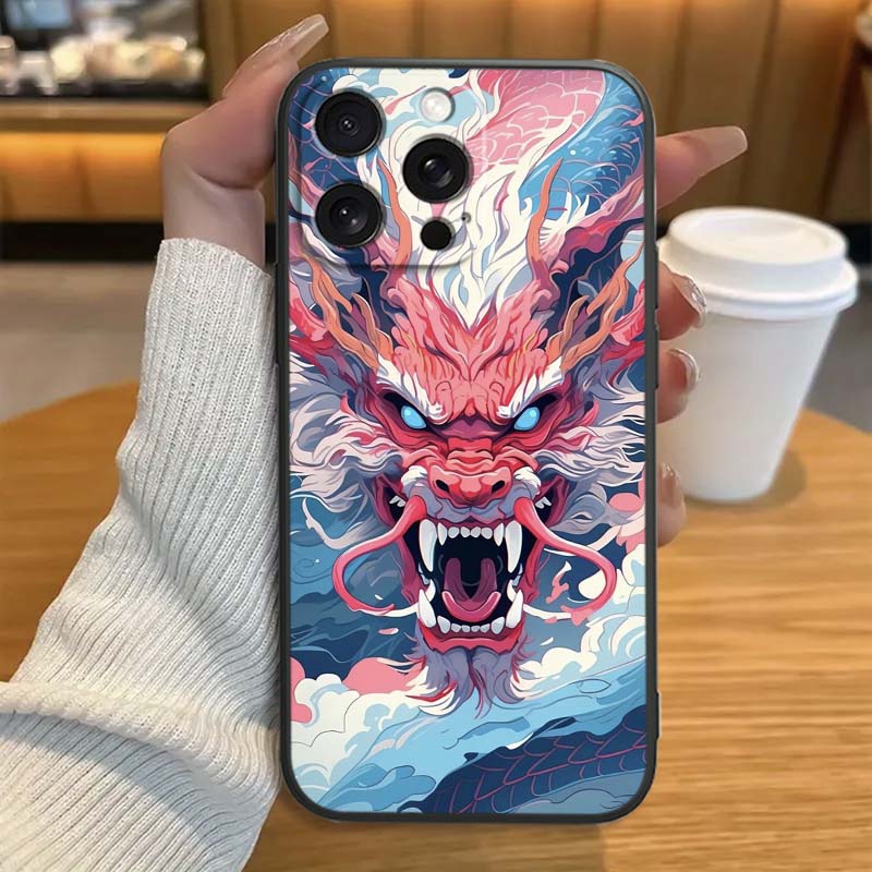 Anime Dragon Design For Apple iPhone 17 16 16E 15 14 13 12 11 Pro Max Plus Black Soft Silicone Phone Case