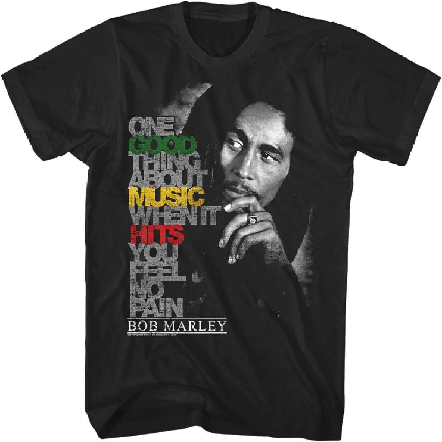 

Bob Marley Good Music Hits Feel No Pain Adult Black Short Sleeve T Shirt Vintage Style Reggae Graphic Tee XXXXXL чёрный
