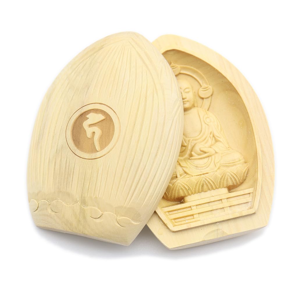 Special Buddhist Statue Jizo Bodhisattva Incense Holder Buddha Guardian Deity for Child Rearing Width Boxwood Wood Carving 17556 Kurita's [Guardian