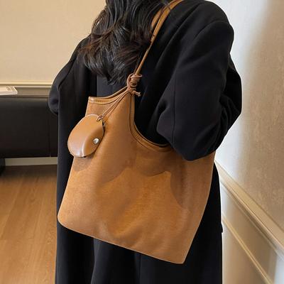 Korean Version Suede Portable Tote Bag Women's 2025 Autumn and Winter New Trendy Fashion Mother and Child Bag Commuter Underarm Shoulder Bag