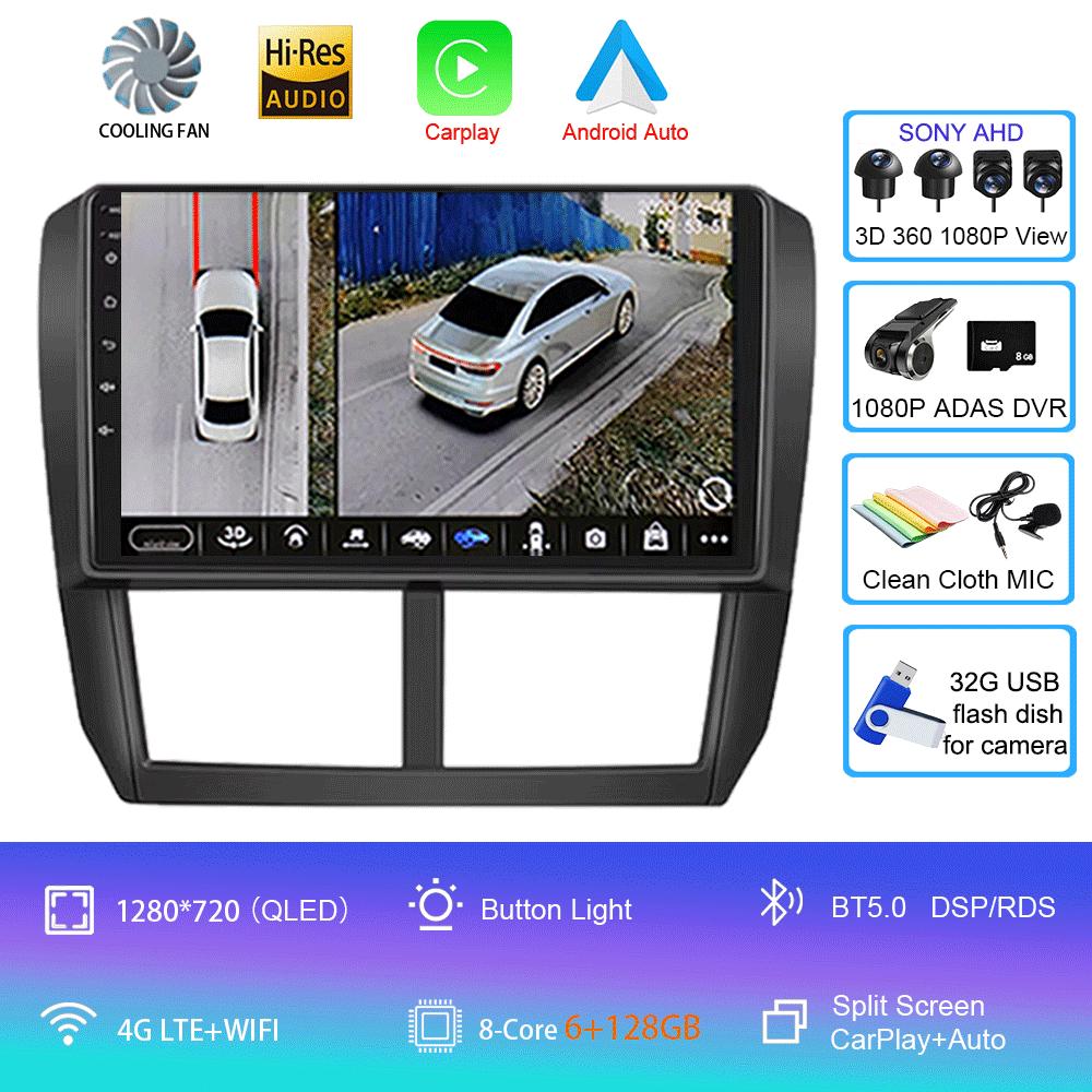 Android 14 Car Radio For Subaru Forester 3 SH 2007-2013 For Impreza GH GE 2 Din Multimedia Player 2 Din Carplay Head Unit