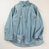 Camicia a maniche lunghe in denim lavato ricamato, cardigan monopetto in denim per donna, primavera e autunno