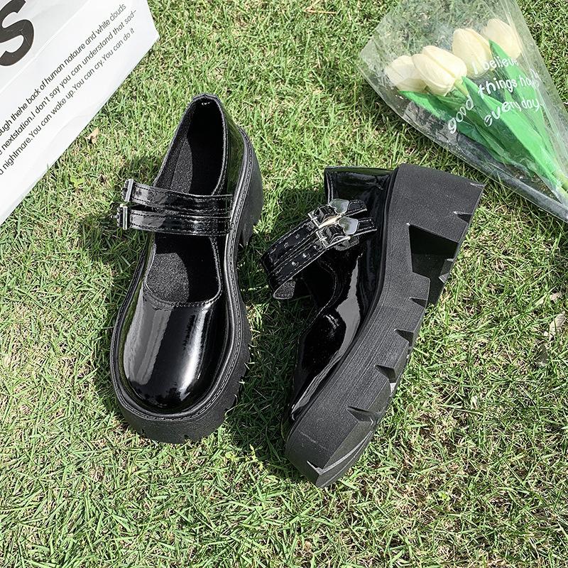 Mary Jane Shoes Women's Autumn and Winter 2025 New Round Head Platform Heel One-word Strap Single Shoes Fashion Versatile High Heels