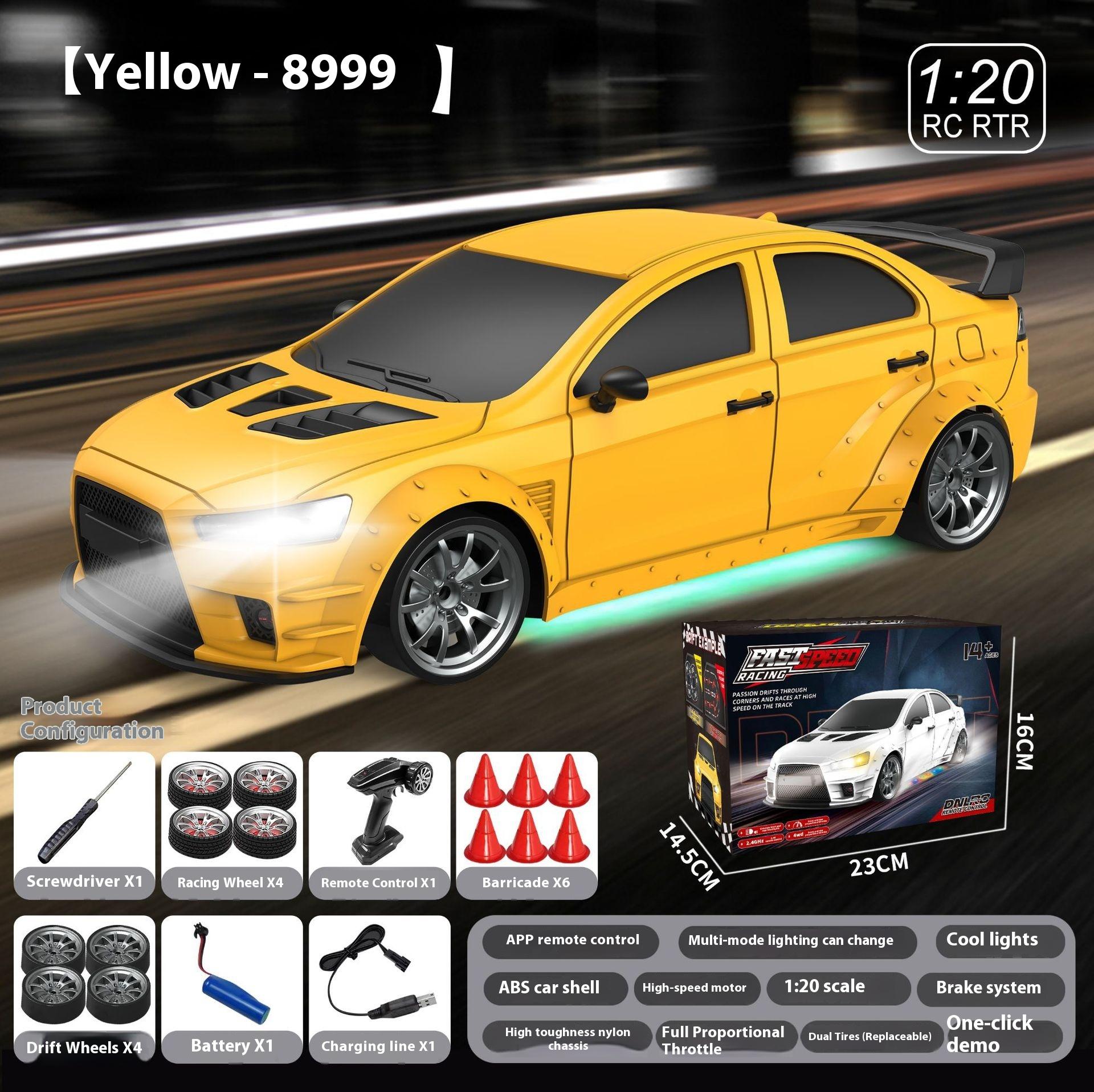 1/20 полноприводный дрифт-кар на радиоуправлении с несколькими режимами освещения, управляемый через приложение. Детский подарок с радиоуправлением