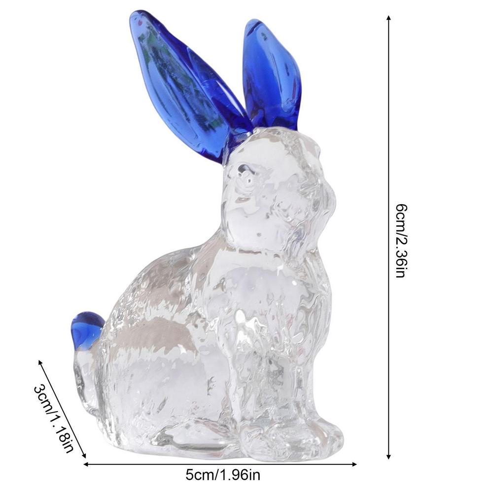 Crystal Glass Rabbit Statue Spring Festival Mascot Easter Bunny Animal Figurines Ornaments For Home Living Room Office Table