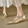 Fashion 2025 New Spring Women Pumps Shoes for Women Pointed Toe Wedges Mary Janes Women Shoes Golden Ladies Shoes Sliver