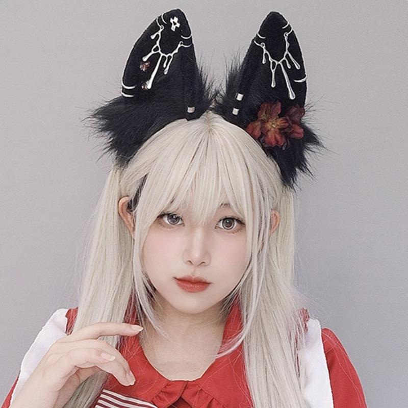 Modisches Plüsch-Wolfsohren-Haarband Haarschmuck Kostüm Kopfbedeckung für Cosplay und Mottopartys mit Realistischen Designs