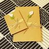 Funny Kraft Paper Handmade Dried Flowers Holiday  Greeting Cards 4 Pcs