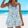 Women's Swimwear Tankini 2 Piece Swimsuit  Colorful Flowers Pattern Vacation Bathing Suits