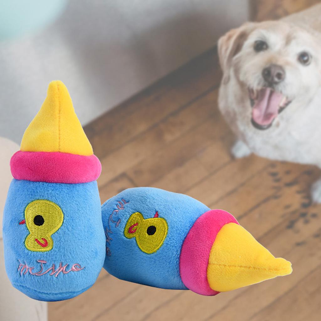 Giocattoli Squeaky in Peluche Cartone Animato per Animali Domestici, Biberon Masticabili per la Dentizione, Biberon, Giocattoli per Bambini, Giocattoli Educativi per Cuccioli e Gattini.