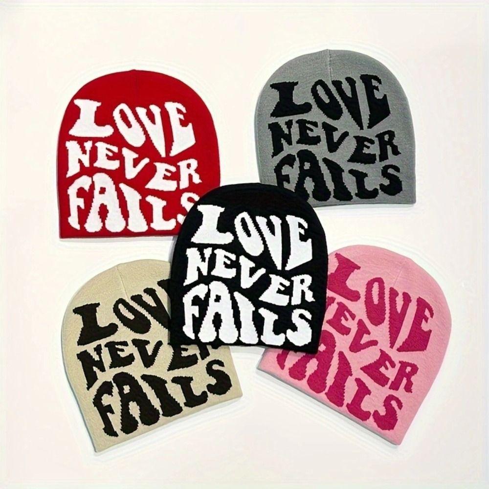 Thickened Beanies Cap Letter Jacquard Hat Fashion Knitted Hat  Outdoor