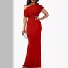 Dames Asymmetrische Mouwloze Maxi Jurk Effen Kleur Elegante Feestelijke Avondjurk