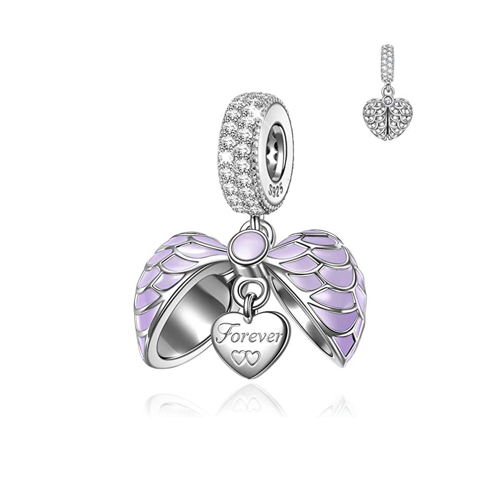 Copper Sweet Romantic Heart Wing Zircon Pendant Suitable Ideal For Necklaces Do It Yourself Womens Jewellery Gift Making