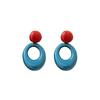 Hong Kong Style Retro Atmosphere, Circle Contrasting Color Earrings for Women, Earrings Suitable for Square and Round Faces, Niche Design Sense 