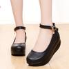 5.5cm Small Plus Size 33-43 Comfortable Leather Shoes Women Mary Janes 2025 Thick Bottom Platform Wedges Shoes Mom Office Dance