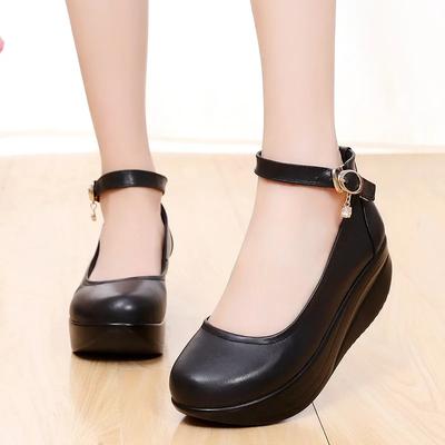5,5 cm Petite Grande Taille 33-43 Chaussures Confortables en Cuir Femmes Mary Janes 2025 Plateforme Épaisse Compensées Chaussures Maman Bureau Danse