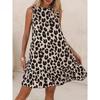 Vestidos Casuales de Moda para Mujer Verano Primavera Estampado de Leopardo Sin Mangas Cuello Redondo Cintura Suelta
