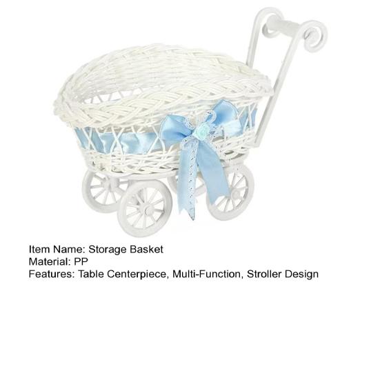 Rattanowy Koszyk na Kwiaty do Wózka Mały Tkany Koszyk do Przechowywania Uchwyt na Sztuczne Kwiaty
