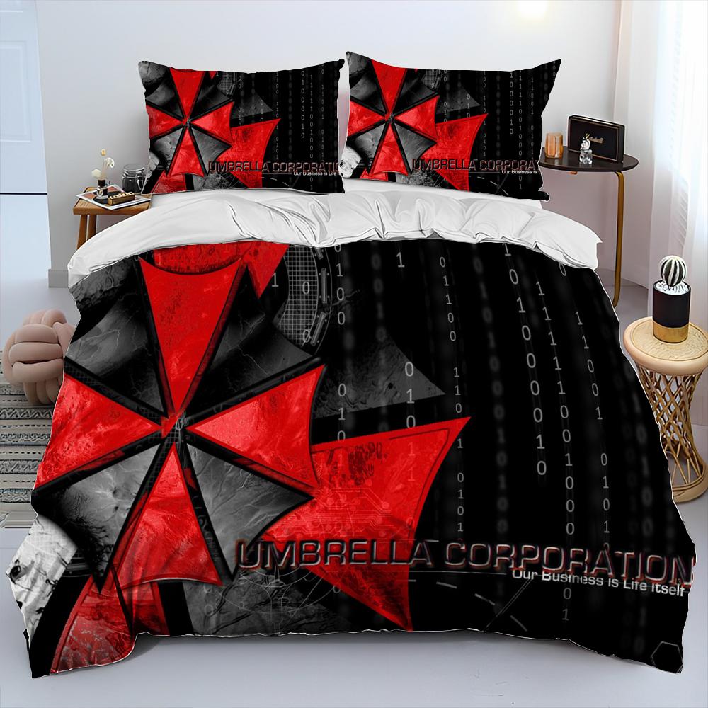 3D R-Resident Evil Games Gamer Comforter Bedding Set,Duvet Cover Bed Set Quilt Cover Pillowcase,king Queen Size Bedding Set Kid
