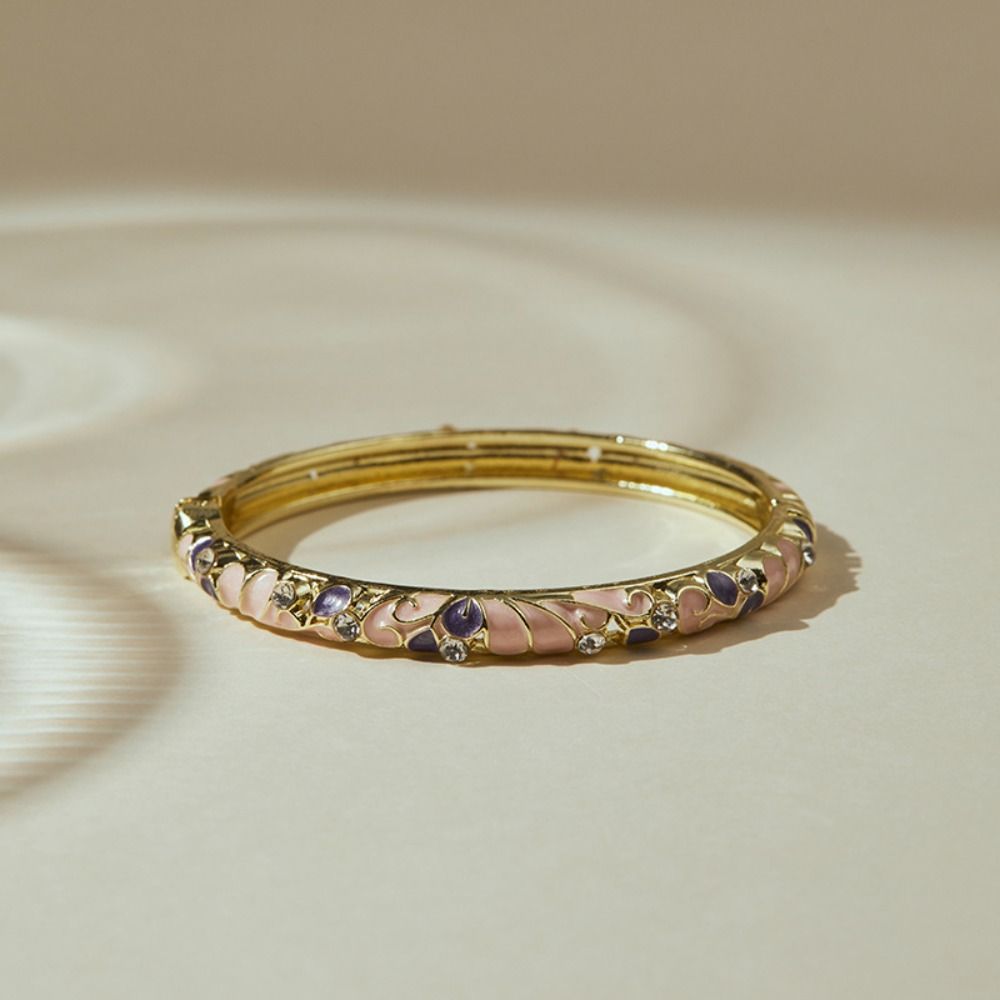 Enamel Flower Bangle Traditional Women's Hand Bracelet Handicraft Vintage Cloisonne Bangle Ladies
