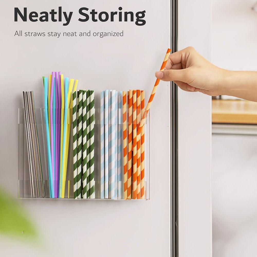 Reusable Drinking Straw Holder Organizer Acrylic Straw Holders Dispenser Straw Storage Rack  Bar