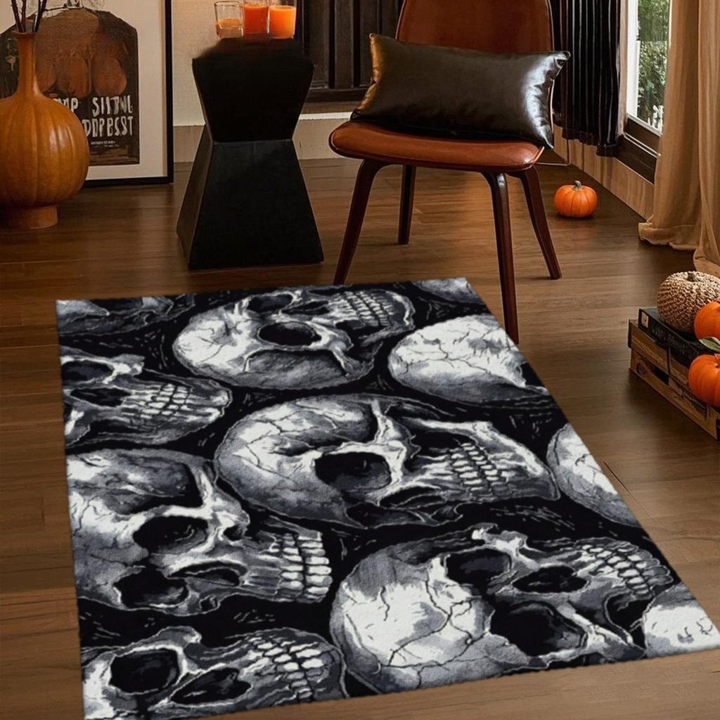 2D Fashion Halloween Print Decor Rug, Versatile Mat for Living Room, Sofa Side, Bedroom, Bedside, Entryway, Dining Room