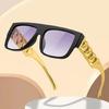 Gold Chain Necklace with Cosplay Glasses Halloween Eyewear Sunglasses with Chain For Men Women Halloween Music Festival
