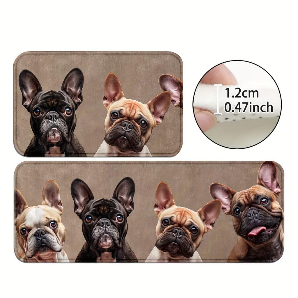 1 Stück Niedliches Hunde Muster Fußmatte Modern Küche Polyester Teppich Rutschfest Bunt Innen Teppich, Für Zuhause Badezimmer Schlafzimmer Wohnzimmer Dekor
