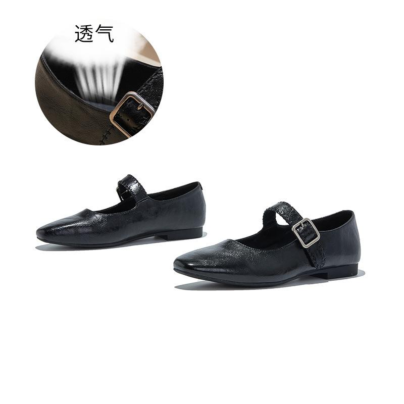 The first layer of sheepskin insoles, genuine leather Mary Jane shoes for women's 2025 autumn new models, one-word fashion single shoes, shallow mouth
