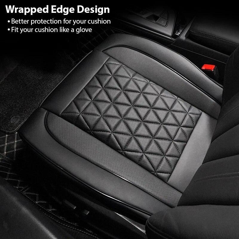 1PC Diamond-Quilted Premium PU Leather Car Seat Cover Non-Slip Breathable Universal Fit for Sedans SUVs Trucks - Seat Pad