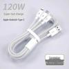 Multi-Head 3-in-1 Fast Charging Cable: 120W for Home, 66W for Car, Compatible with Apple Devices.