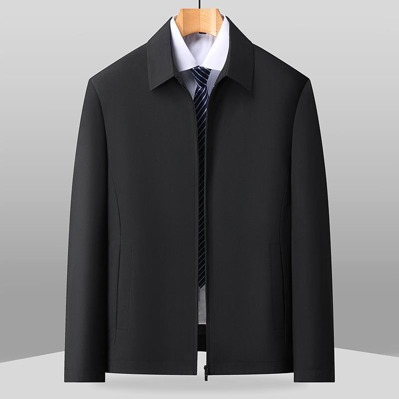 Spring and Autumn Middle-aged and Elderly Men's Executive Jacket Lapel Zipper Business Casual Jacket Daddy's Jacket