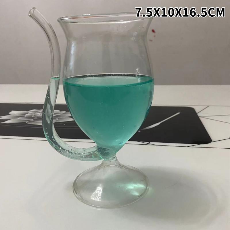 Borosilikatglas Cocktailgläser mit integriertem Strohhalm Transparentes Design Perfekt für Hausbar Partys Getränkeservice