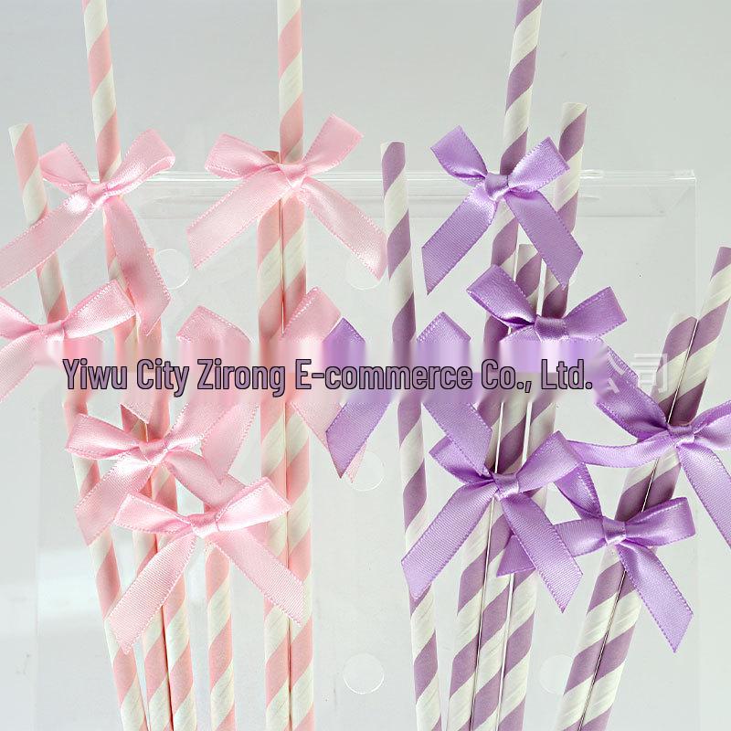 Disposable Paper Straw Bow for Children's Birthday Cupcake Decoration