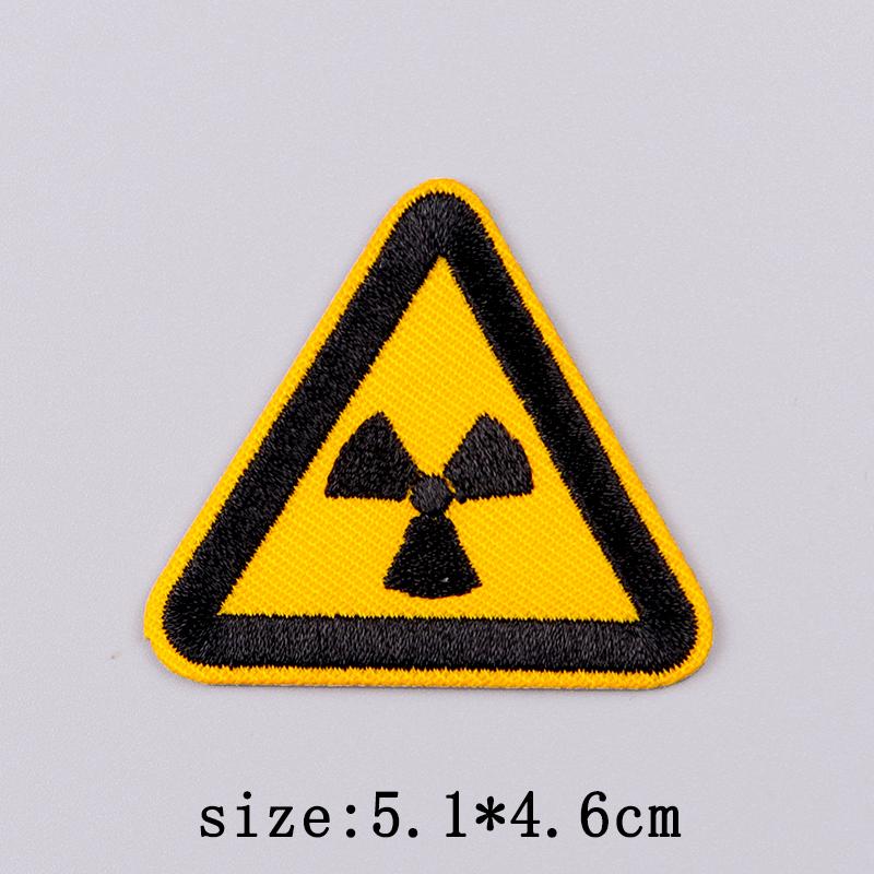 Warning Embroidery Patch Iron On Patches For Clothing Danger Prohibit Sign Embroidered Patches For Clothes Nuclear Marker Badges