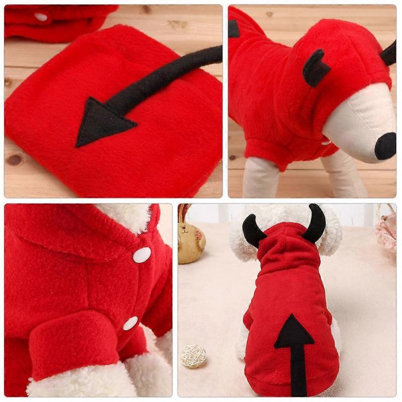 Halloween Dog Clothes Pet Costume for Winter 2Pcs Red Apparel