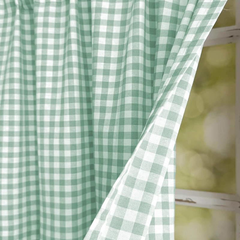 Rideau court en tissu à carreaux style frais adapté pour les armoires, les salons, les cuisines, les fenêtres, la décoration quotidienne de la maison 1/2 PIÈCES
