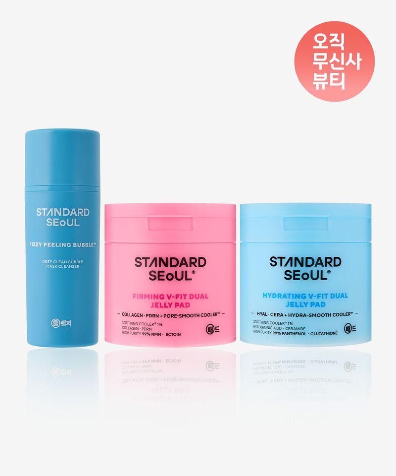 Mild Peeling Carbonated Bubble Pack & Cleanser 50ml + V-Fit Dual Jelly Pads 60 Sheets (Deep Moisturizing or Firming Care) Deep Moisturizing Dual Jelly Pad