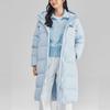 (WMNS) Skechers Casual Hooded Long Woven Down Jacket 'Blue' Women's L423W131-00F5