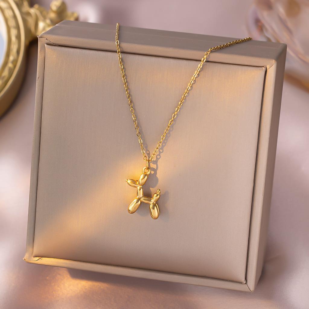 Collana Ciondolo Cane Palloncino in Acciaio Inossidabile per Donna Nuova Tendenza Ragazze Dolce Divertente Catena Clavicola Gioielli Unici Regali di Compleanno
